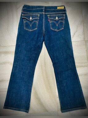 Vintage Y2K Levi's Dark Wash Boit Cut Denim Jeans with Yellow Contrast Stitching